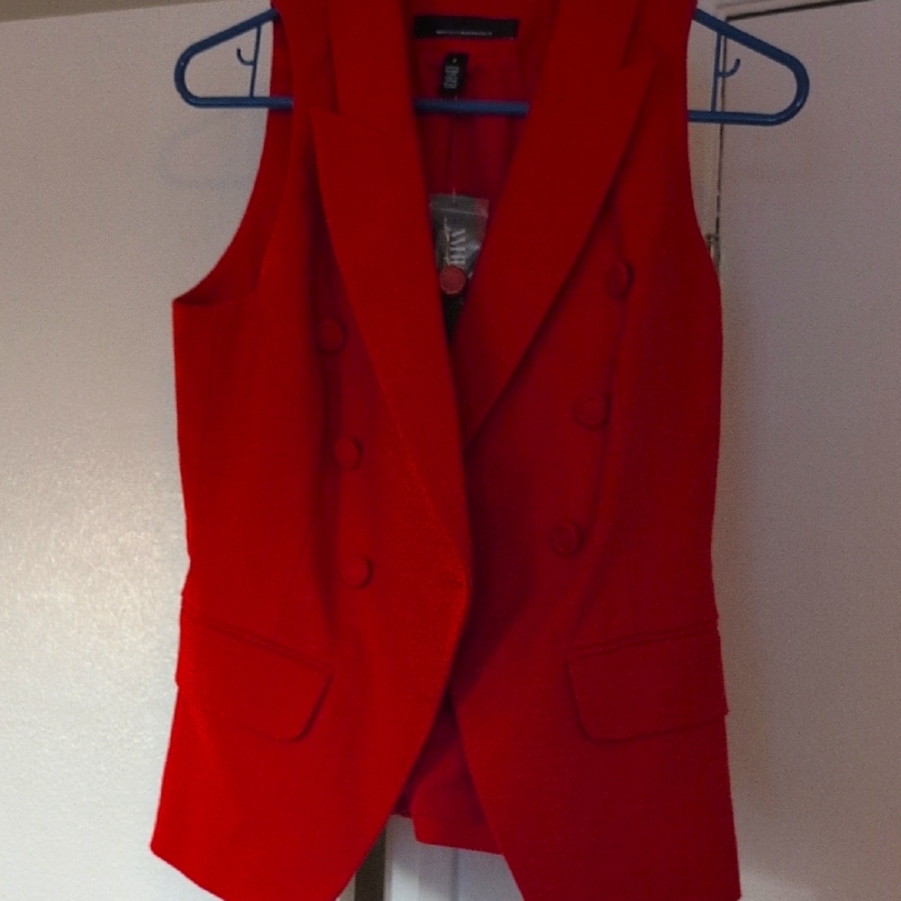 White House Black Market Red Tailored Vest